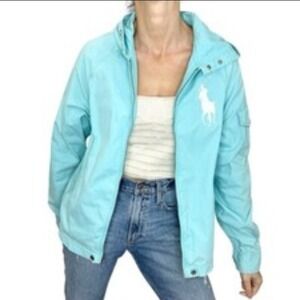 Y2K‎ Polo Ralph Lauren Windbreaker WAIMEA EDITION Embroidered Logo Aqua Medium